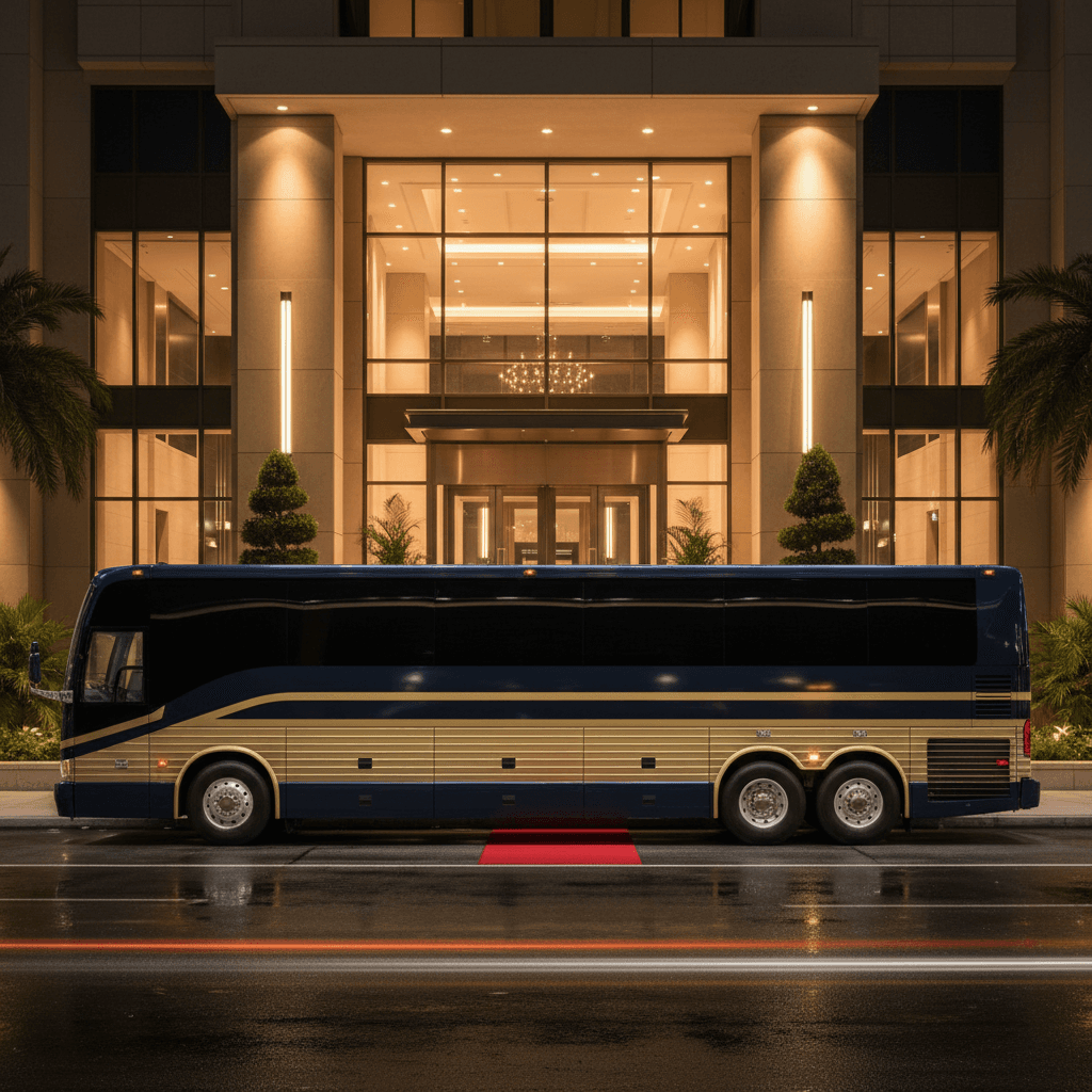 Luxury charter bus with premium interior for special events